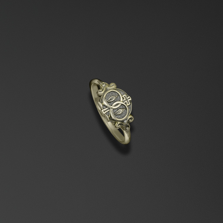 Anello nuziale con corone e luci