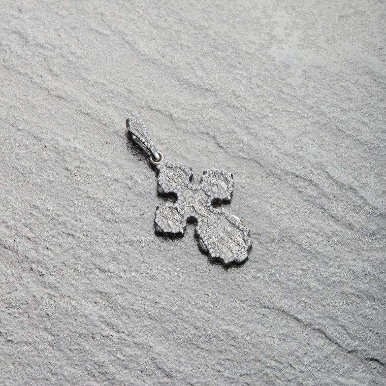 Engolpion cross with image of Nicholas the Miracle Worker